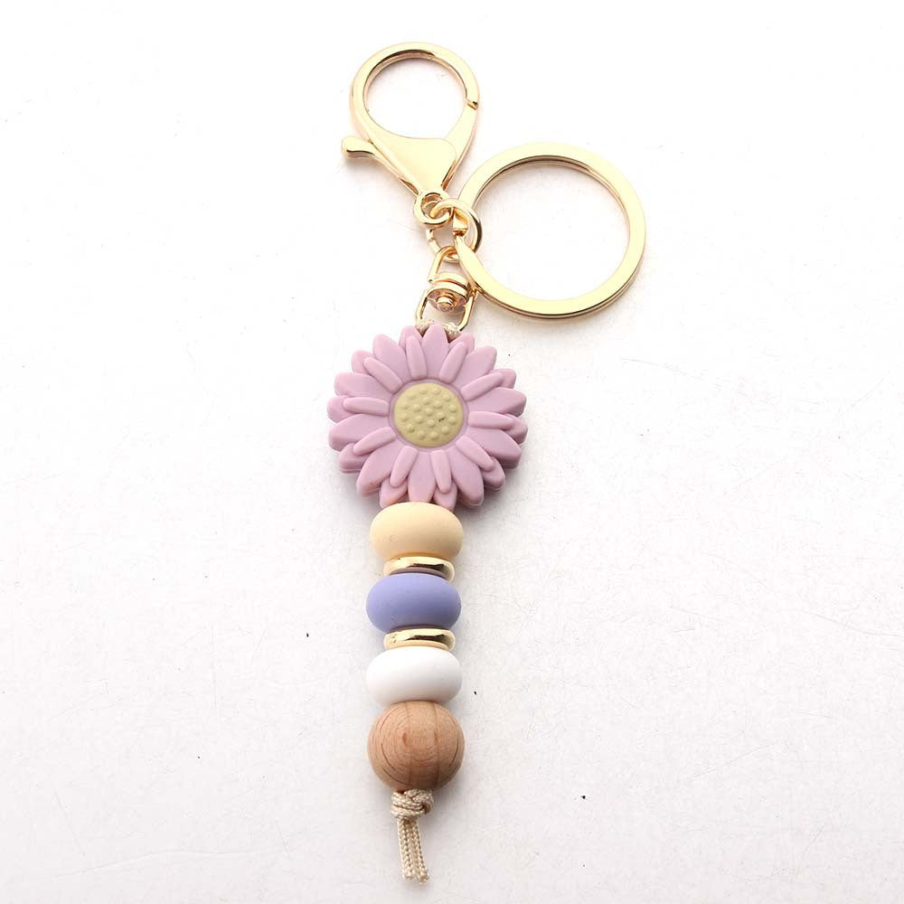 Wholesale silicone beads daisy keychain sunflower pendant DIY small accessories